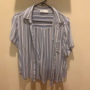 Striped Hollister beach button up shirt